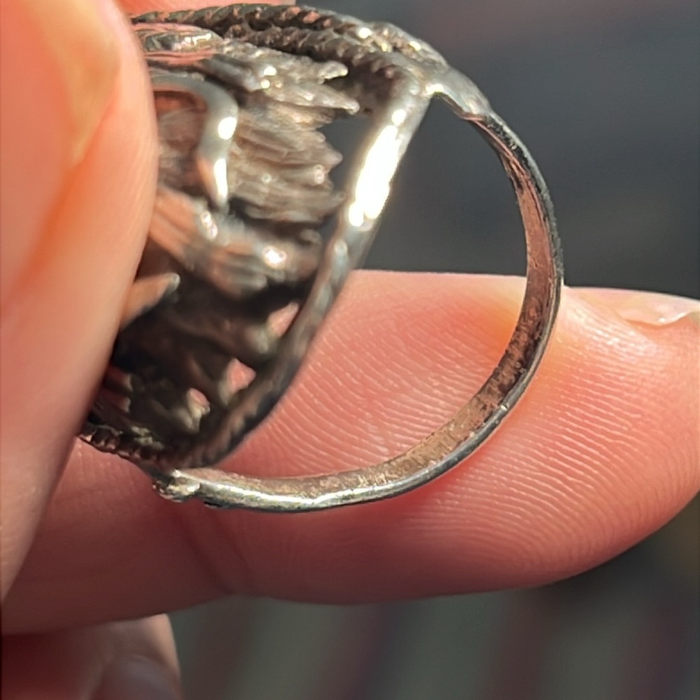 Antique sterling silver ring size 8 - Picture 4 of 6